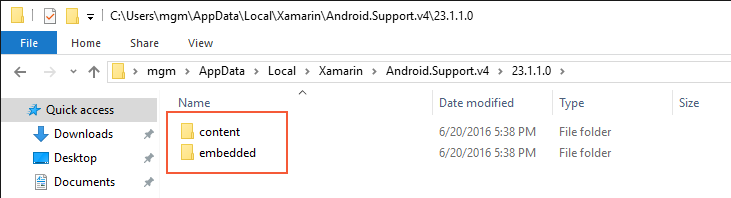 在 23.1.1.0 文件夹中创建 content 和 embedded 文件夹