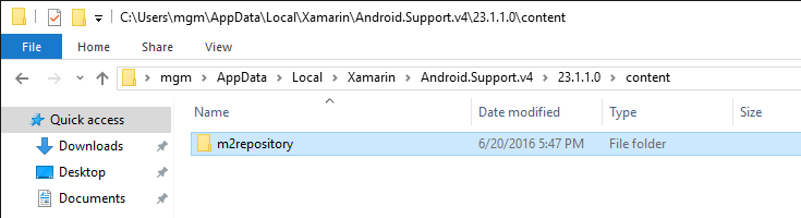 复制到 23.1.1.0/content 文件夹的 m2repository 的屏幕截图