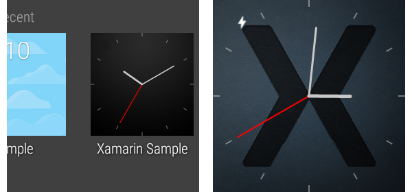 选取器和设备上改进的模拟表盘 屏幕截图显示选取器和设备上改进的模拟表盘。