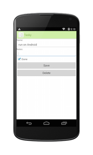 类定义加载和保存 TaskItem 对象的行为