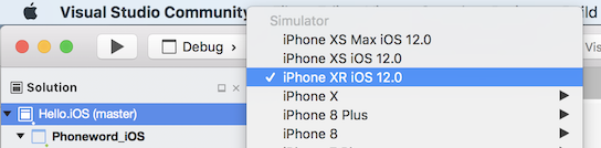选择模拟器,然后按“启动”