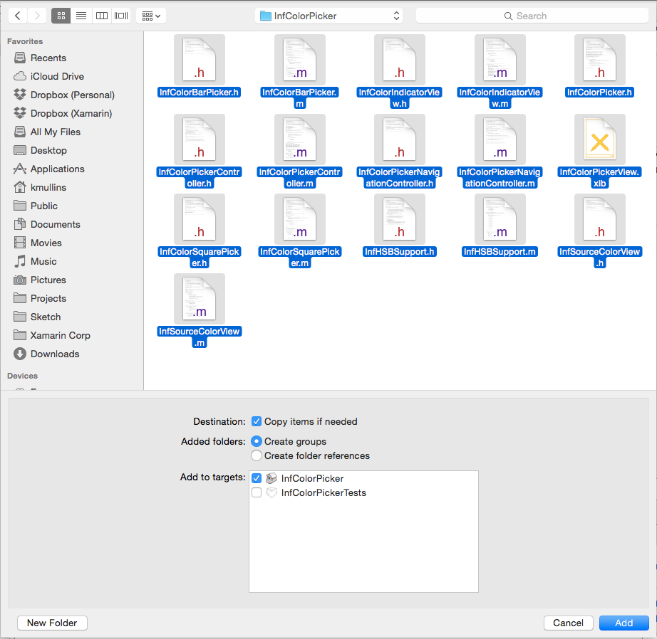 Select all and click the Add button