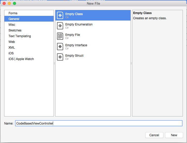选择 DaysRemaining 项目,添加一个新类并将其命名为 CodeBasedViewController