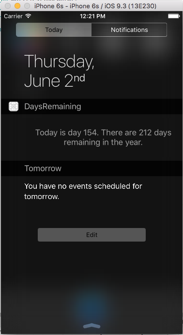 将会在“Today”视图中添加新的小组件,并显示结果
