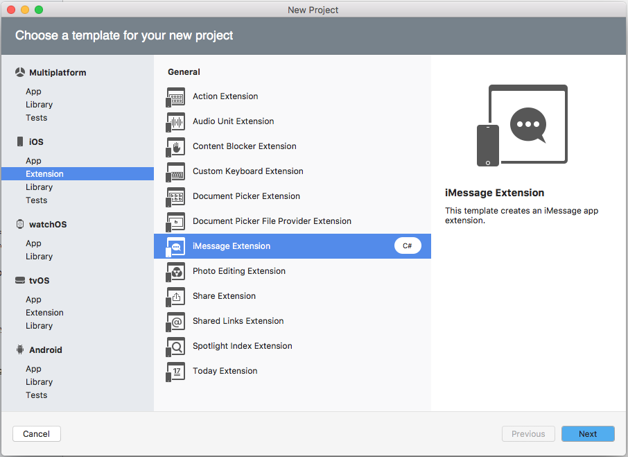 选择 iMessage 扩展