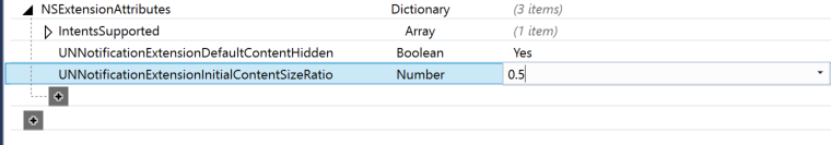 UNNotificationExtensionInitialContentSizeRatio 键