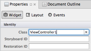 将类设置为 ViewController1