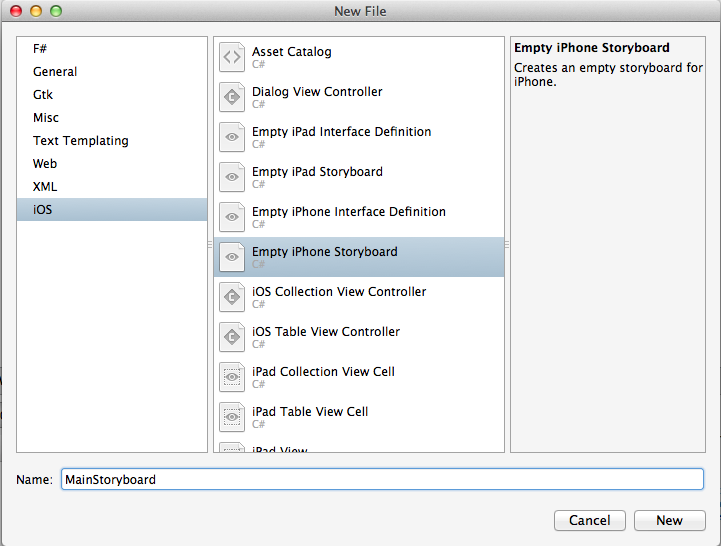 将 MainStoryboard 文件添加到项目