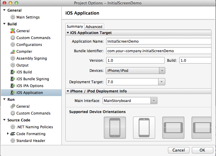 将 Main 接口设置为 MainStoryboard