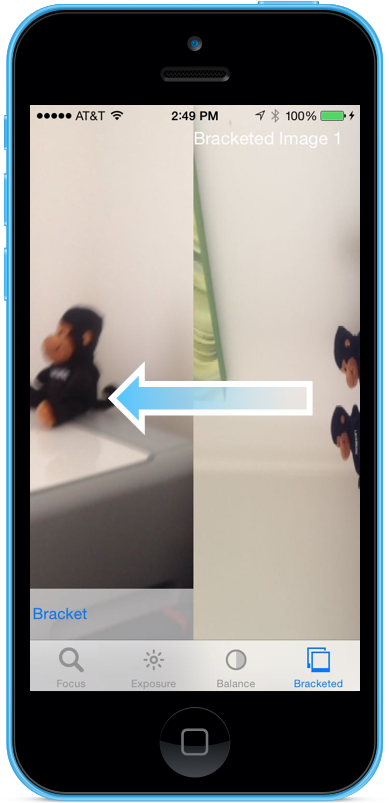 从右向左轻扫,可以看到利用包围捕获拍摄的三张图像