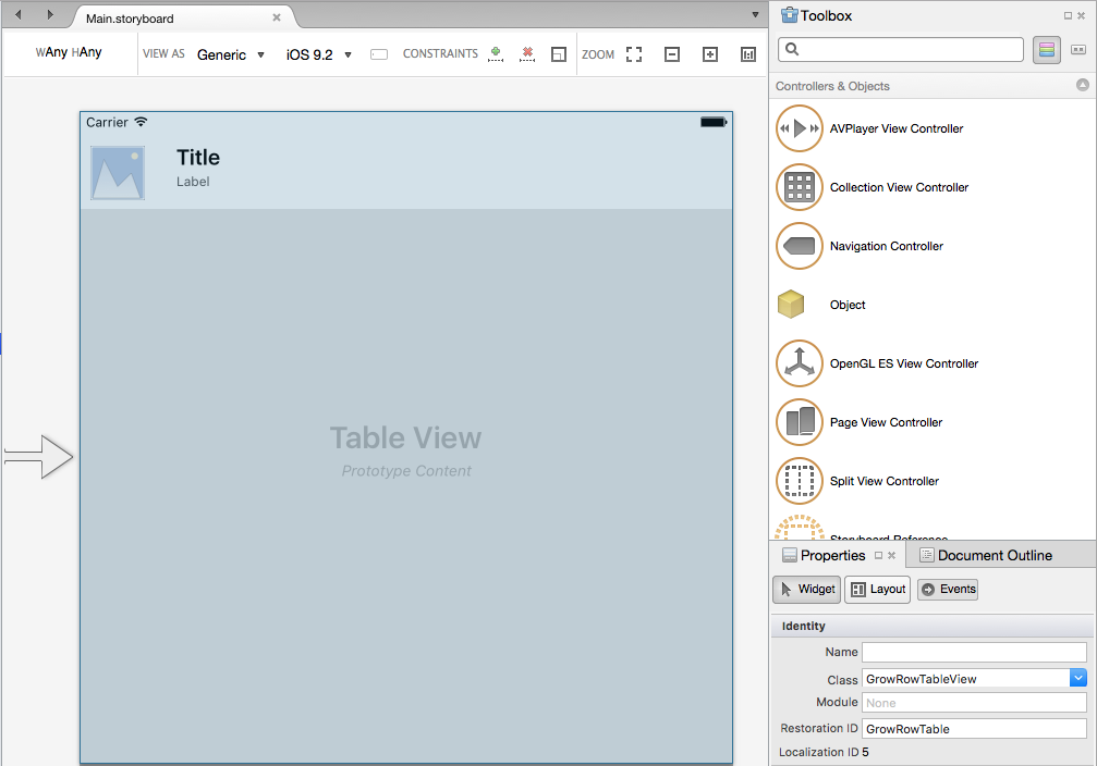 为 UITableViewController、UITableView 和 UITableCell 添加自定义类