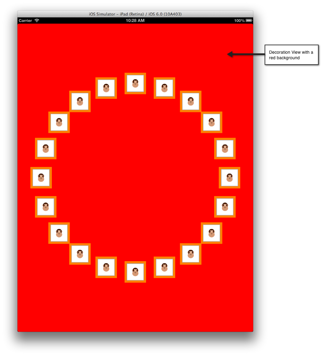 具有红色背景的装饰视图