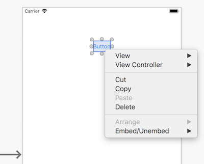 The context menu on the design surface The context menu on the design surface