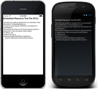 应用中显示的嵌入在 .NET 标准库中的文本文件 嵌入在 .NET 标准库中的文本文件