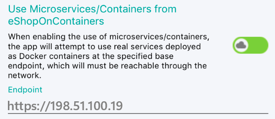 eShopOnContainers 移动应用公开的用户设置