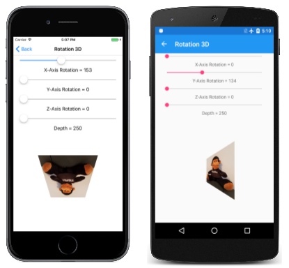 旋转 3D 页面的屏幕截图(包含三部分)