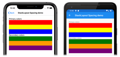 不带任何间距的 StackLayout 不带任何间距的 StackLayout 的屏幕截图