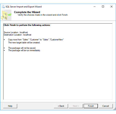 Complete the Wizard page of the Import and Export Wizard 导入和导出向导的“完成向导”页