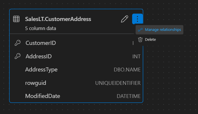 架构设计器中关系管理入口点的屏幕截图。
