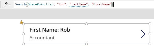 指出导致委派的第一个项目的“警告指示标志”的屏幕截图。