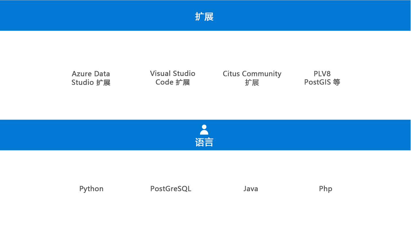 显示 PostgreSQL 扩展和语言的屏幕截图。