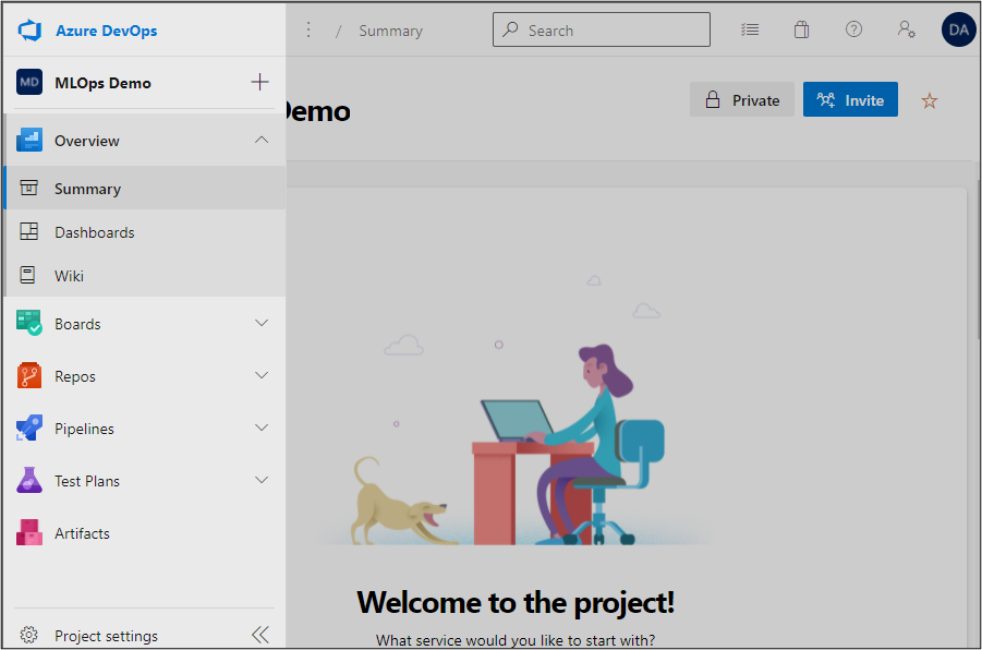 Azure DevOps 中的新项目