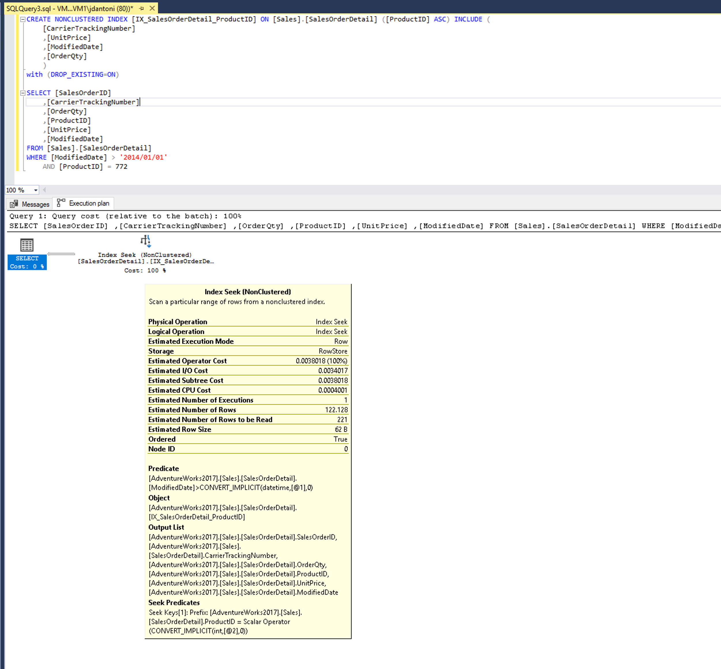 更改无键查找的索引和查询计划