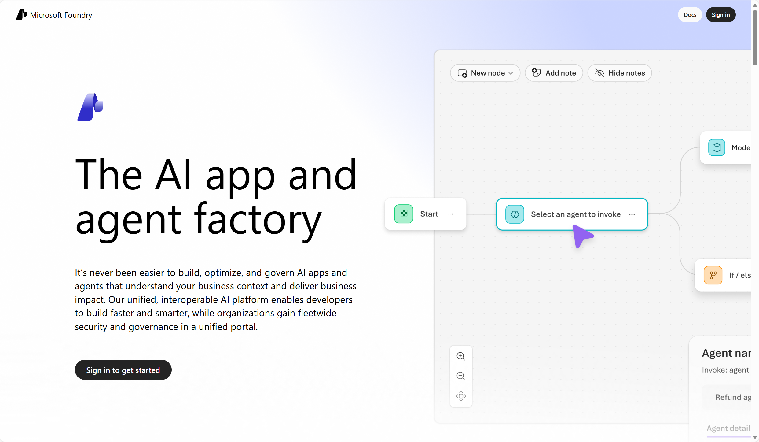 Microsoft Foundry 登录页的屏幕截图。