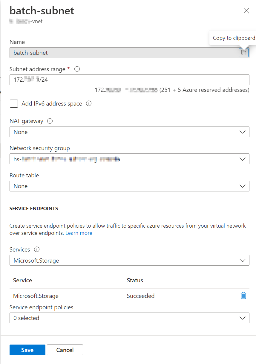 显示如何检查服务终结点是否已启用的屏幕截图。