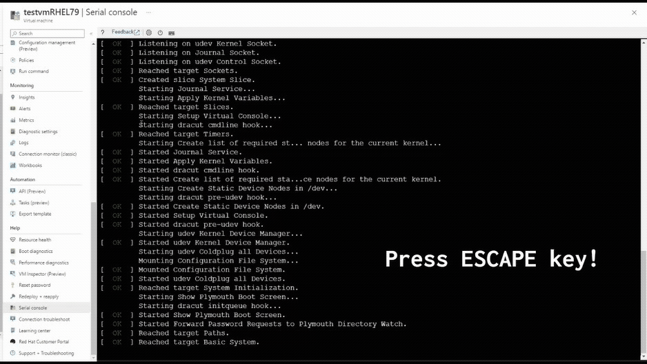 动态 GIF，显示在 GRUB 菜单级别中断启动以暂时禁用 SELinux 的过程。