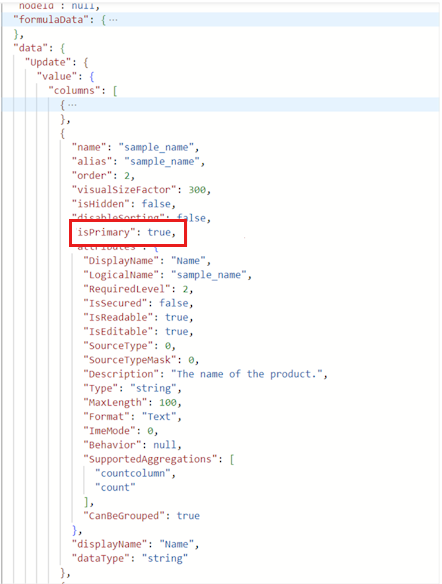 显示 fetchXML 查询中主要列的屏幕截图。