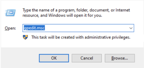 显示如何通过运行 gpedit.msc 打开本地组策略编辑器的屏幕截图。