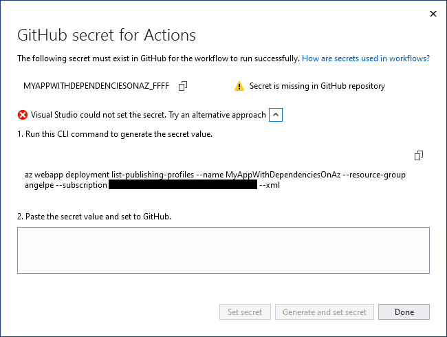 设置已缺失的 GitHub 机密