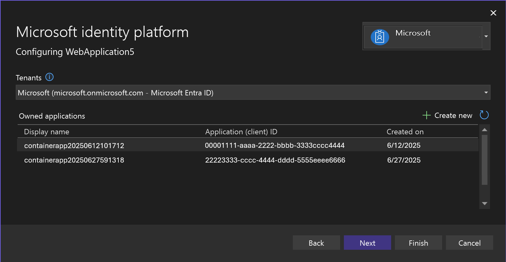 显示拥有的应用程序列表的屏幕截图。