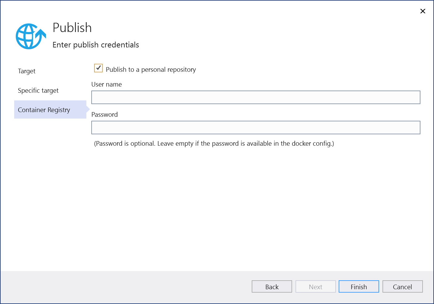 Docker 中心对话框的屏幕截图。