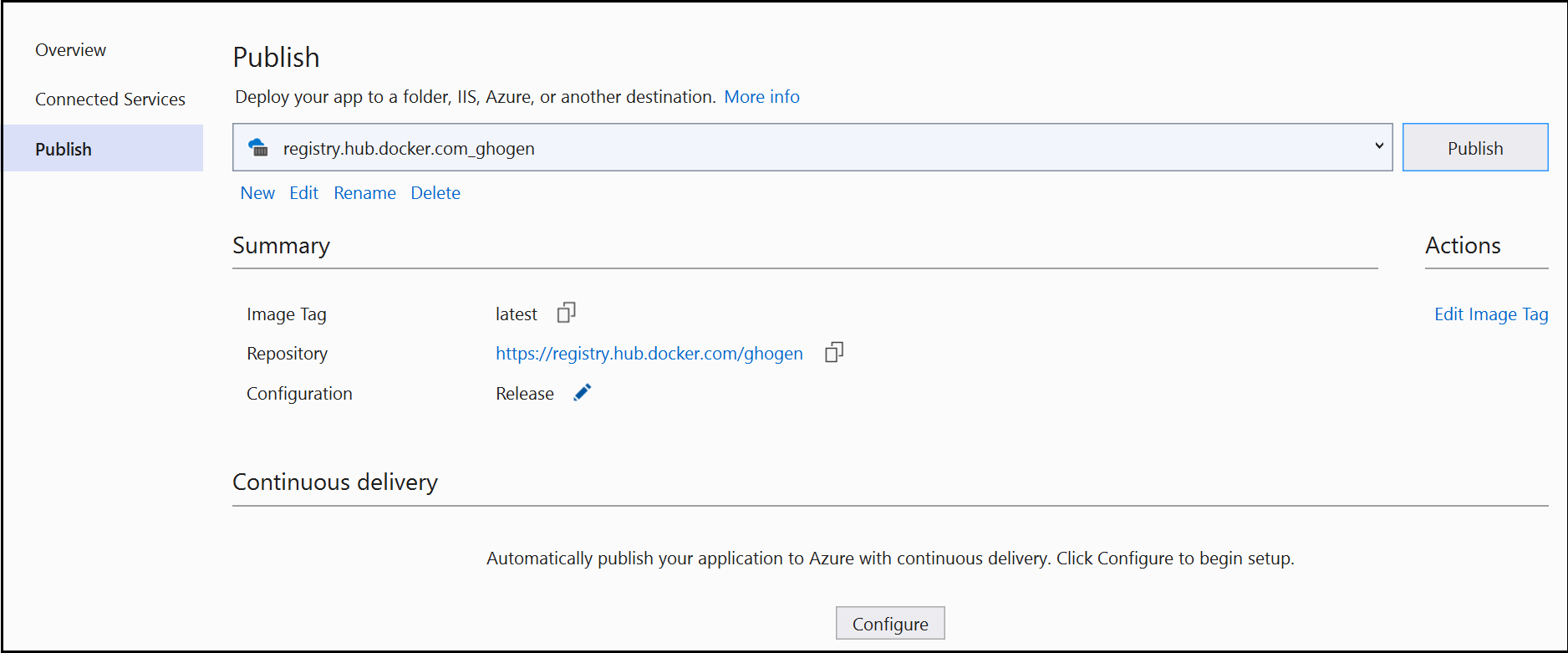 “发布”屏幕的屏幕截图。