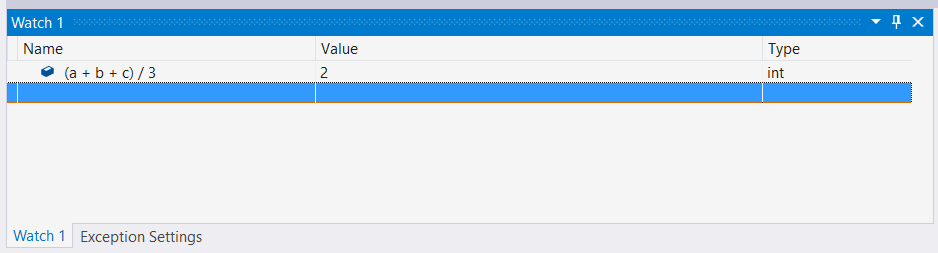 监视表达式的屏幕截图。