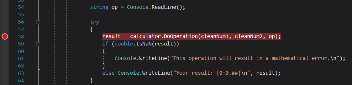 显示设置断点的屏幕截图。