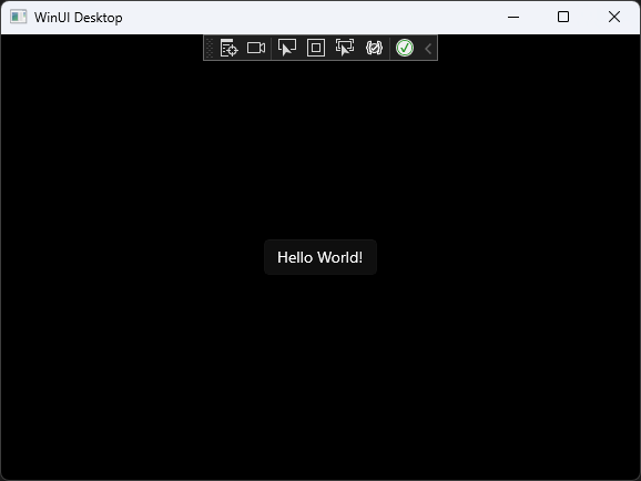 显示正在运行的 Windows 应用 SDK“Hello World”应用程序的屏幕截图。