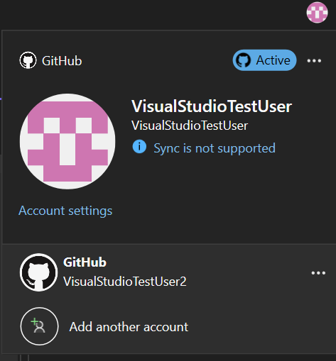显示登录配置文件上的两个帐户的屏幕截图。