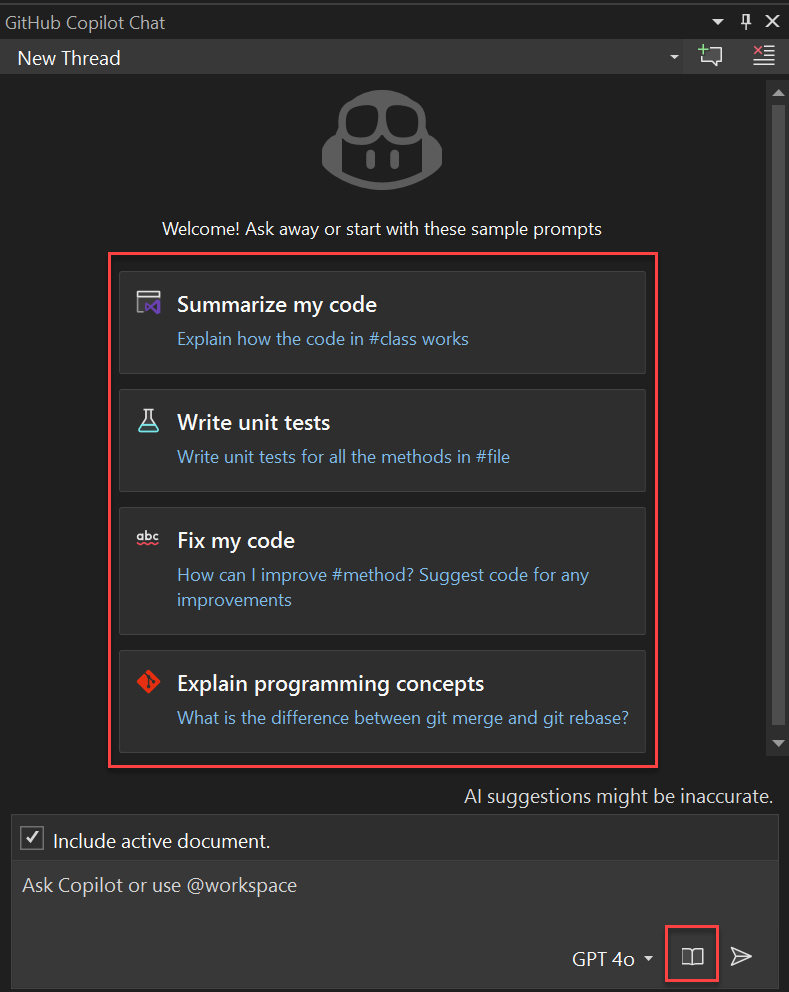 Copilot 聊天窗口的屏幕截图。