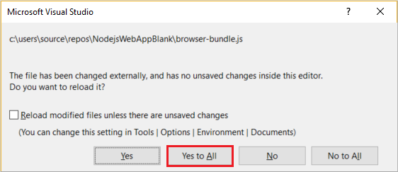 显示是否加载修改文件的提示的屏幕截图。