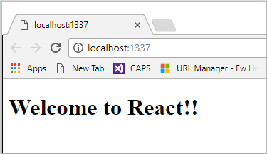 显示浏览器中运行 React 的屏幕截图。