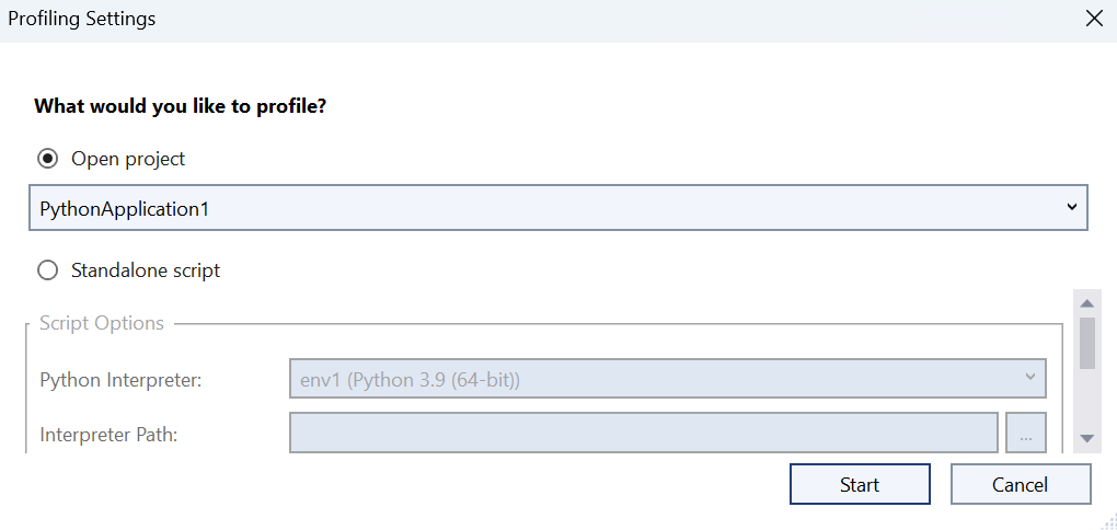 Visual Studio 中“分析设置”配置对话框的屏幕截图。