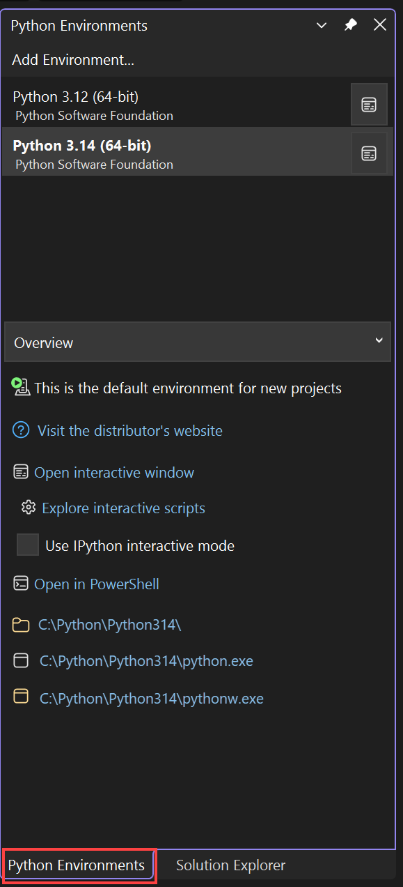 Python 环境窗口的屏幕截图。
