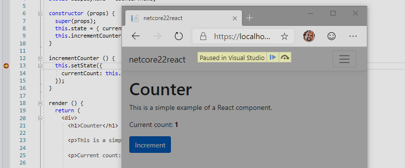 Visual Studio 中的 Edge 预览体验成员调试