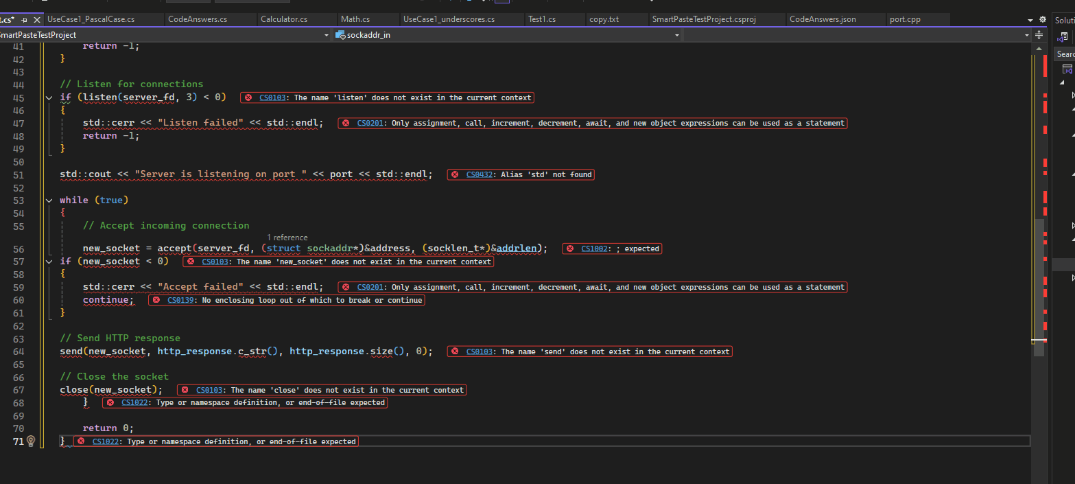 显示粘贴过程中将C++代码转换为 C# 的自适应粘贴视频