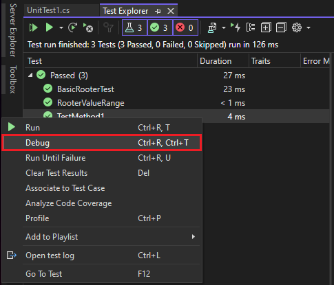 显示测试执行详细信息的屏幕截图。