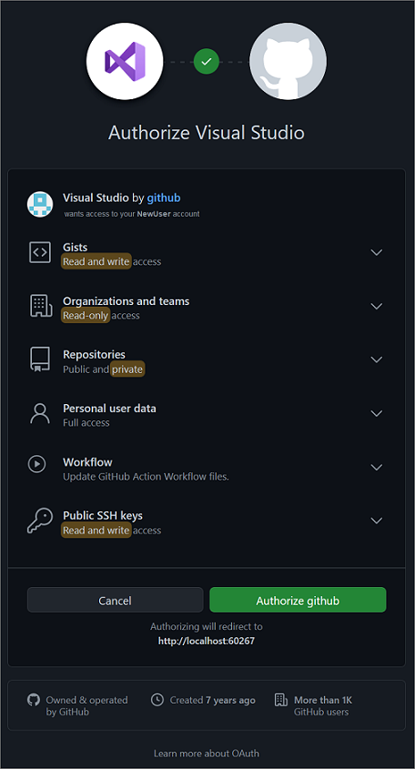 授权对话框的屏幕截图。