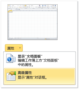Excel 中的高级属性。